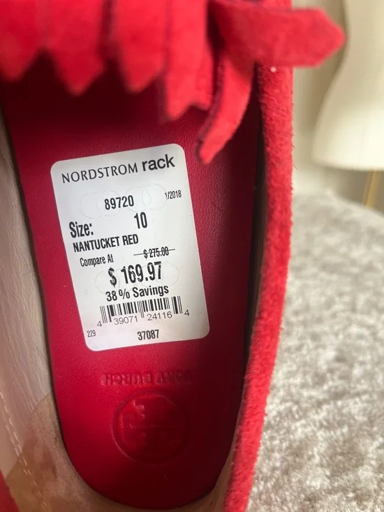 Tory Burch Gemini Driving Loafer - Red Suede -  size 10 - Picture 4 of 7